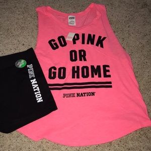Women’s PINK spandex shorts & women’s PINK tank